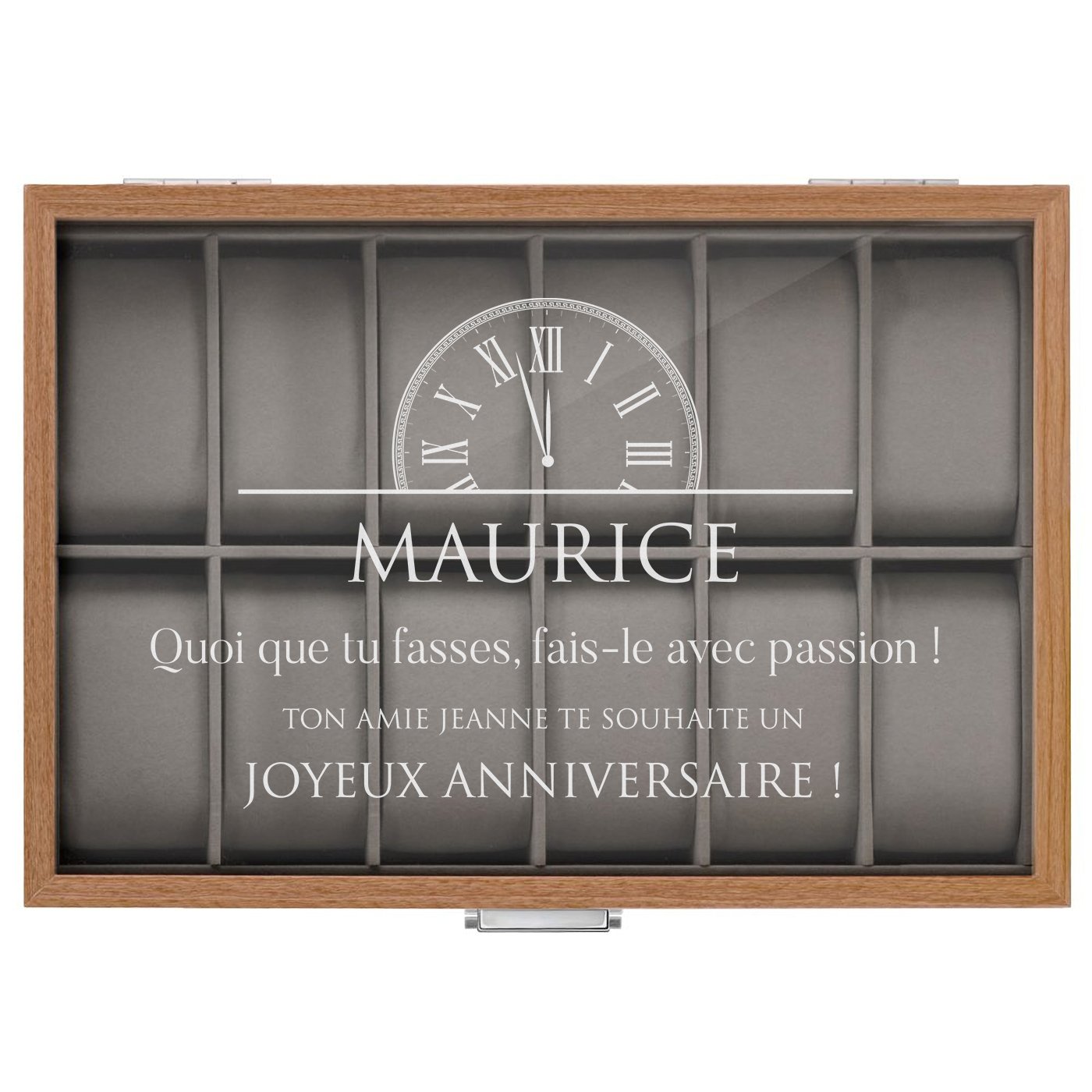 Boîte à montres gravée pour l'anniversaire d'un ami