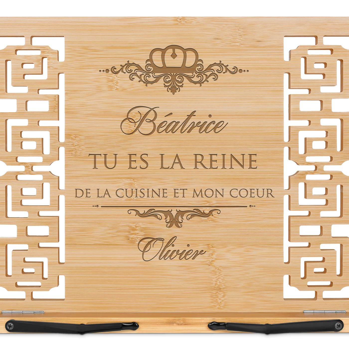 Support de livre en bois de bambou personnalisé pour femme