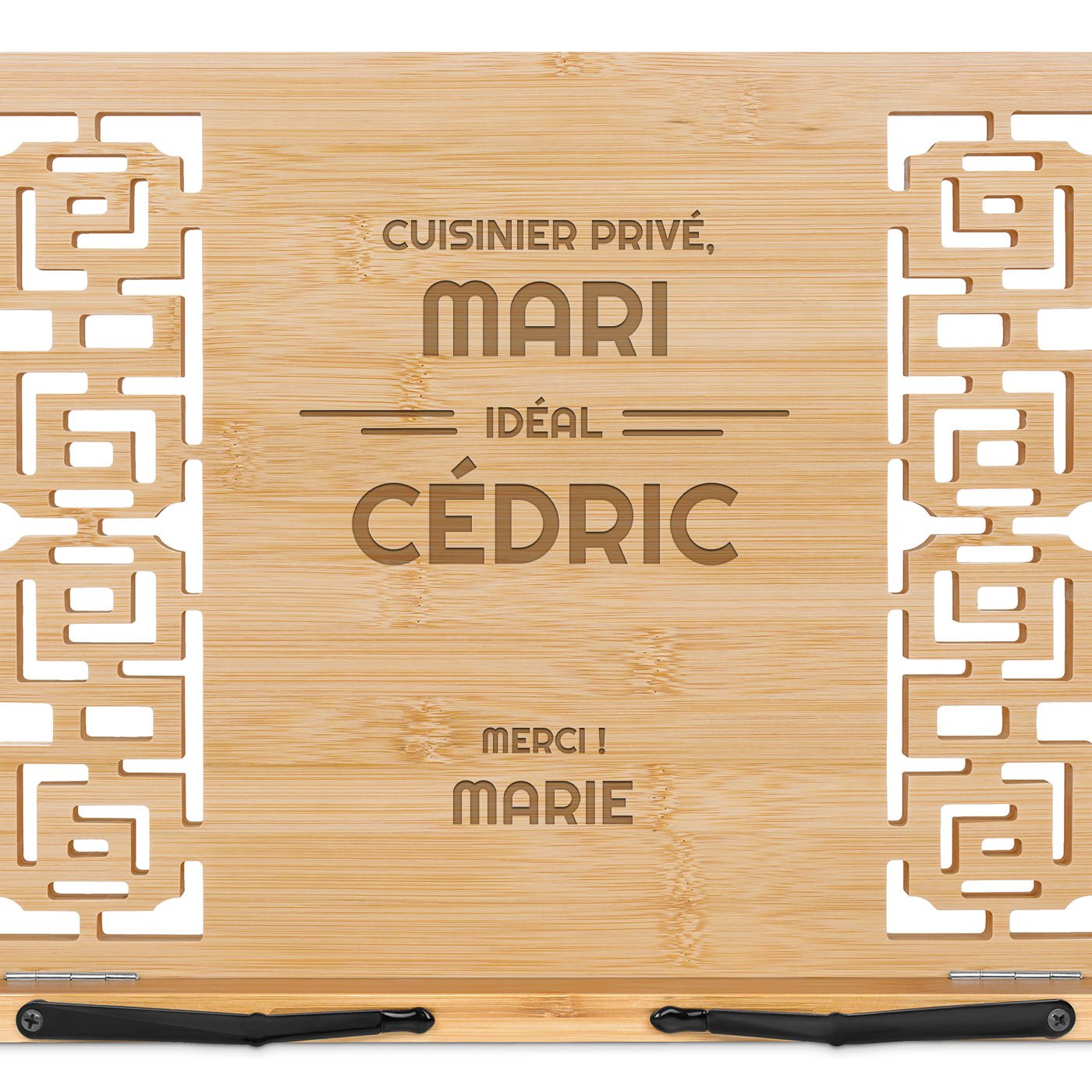 Support de livre en bois de bambou personnalisé pour mari