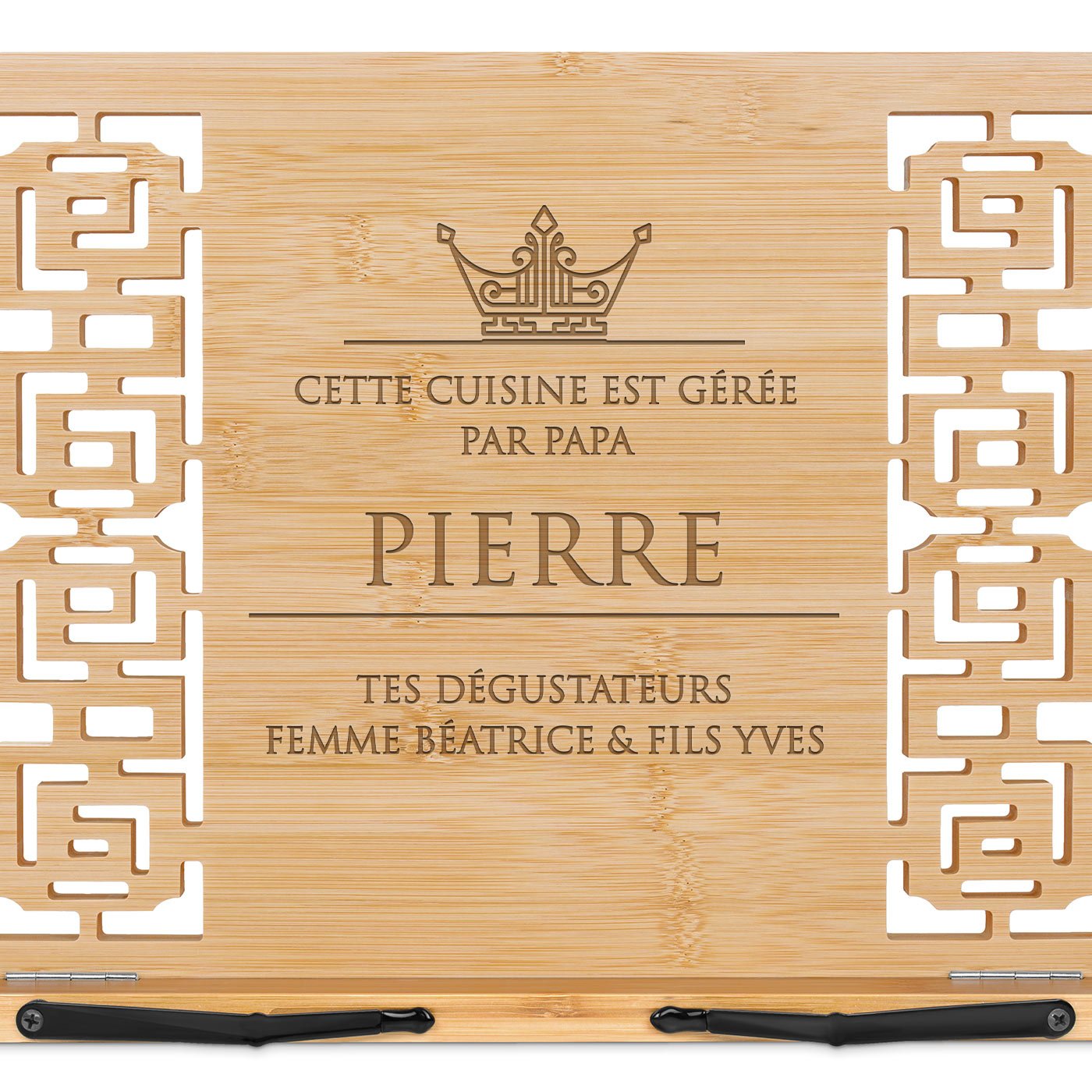 Support de livre en bois de bambou personnalisé pour papa