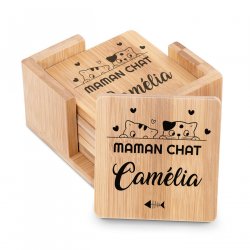 Ensemble de dessous de verres en bambou avec impression pour elle pour son anniversaire