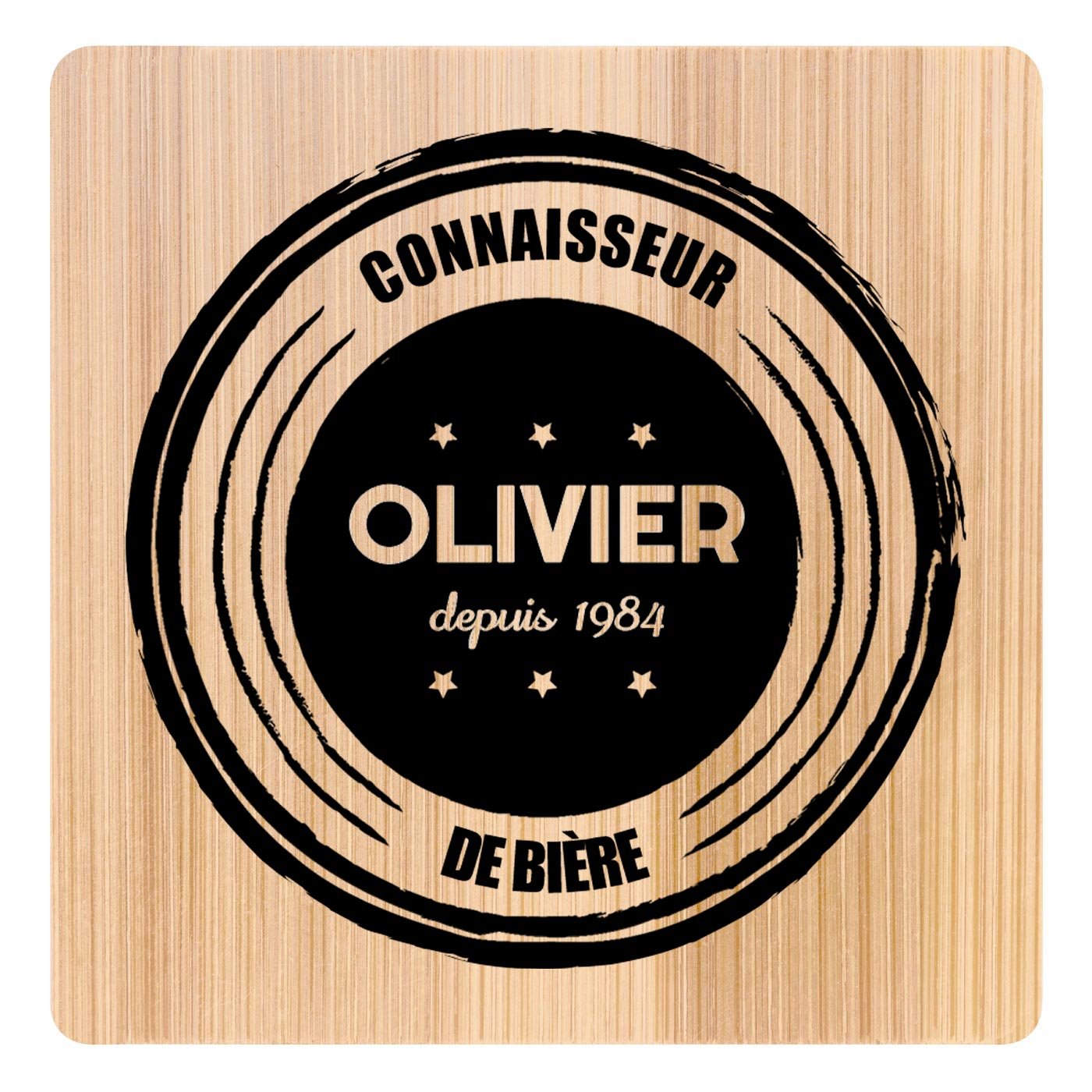 Ensemble de dessous de verres en bambou personnalisé pour l'anniversaire d'un ami