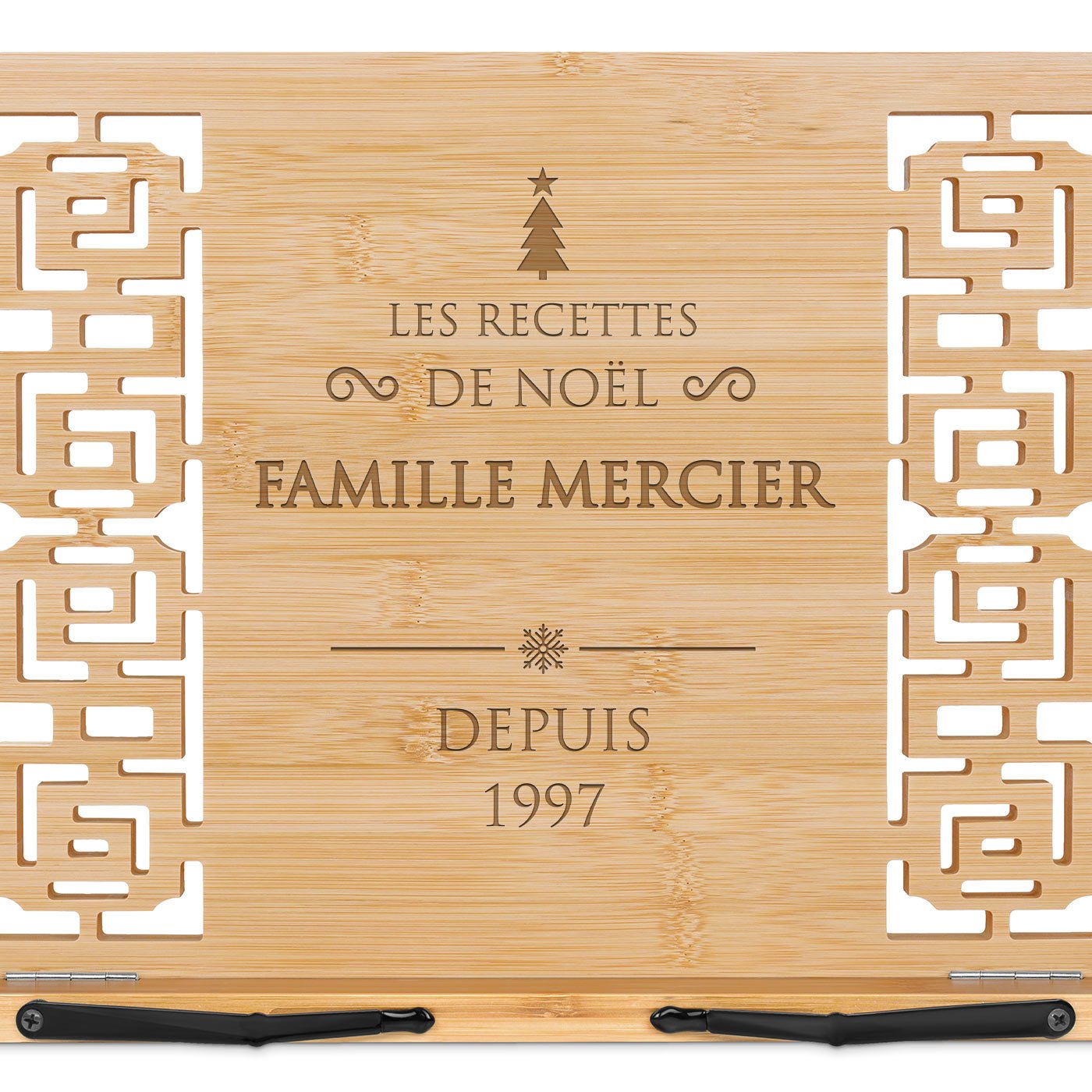 Support de livre en bois de bambou personnalisé pour couple pour Noël 