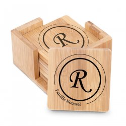 Ensemble de dessous de verres en bambou personnalisé pour des amis pour une crémaillère