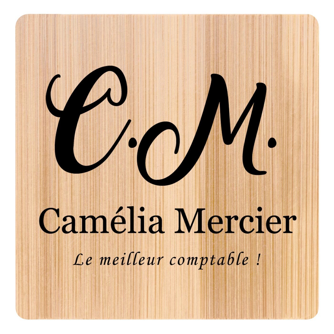 Ensemble de dessous de verres en bambou avec impression pour une amie pour une promotion de travail