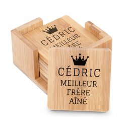 Ensemble de dessous de verres en bambou personnalisé pour le meilleur frère