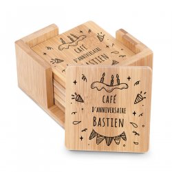 Ensemble de dessous de verres en bambou avec impression pour lui pour son anniversaire