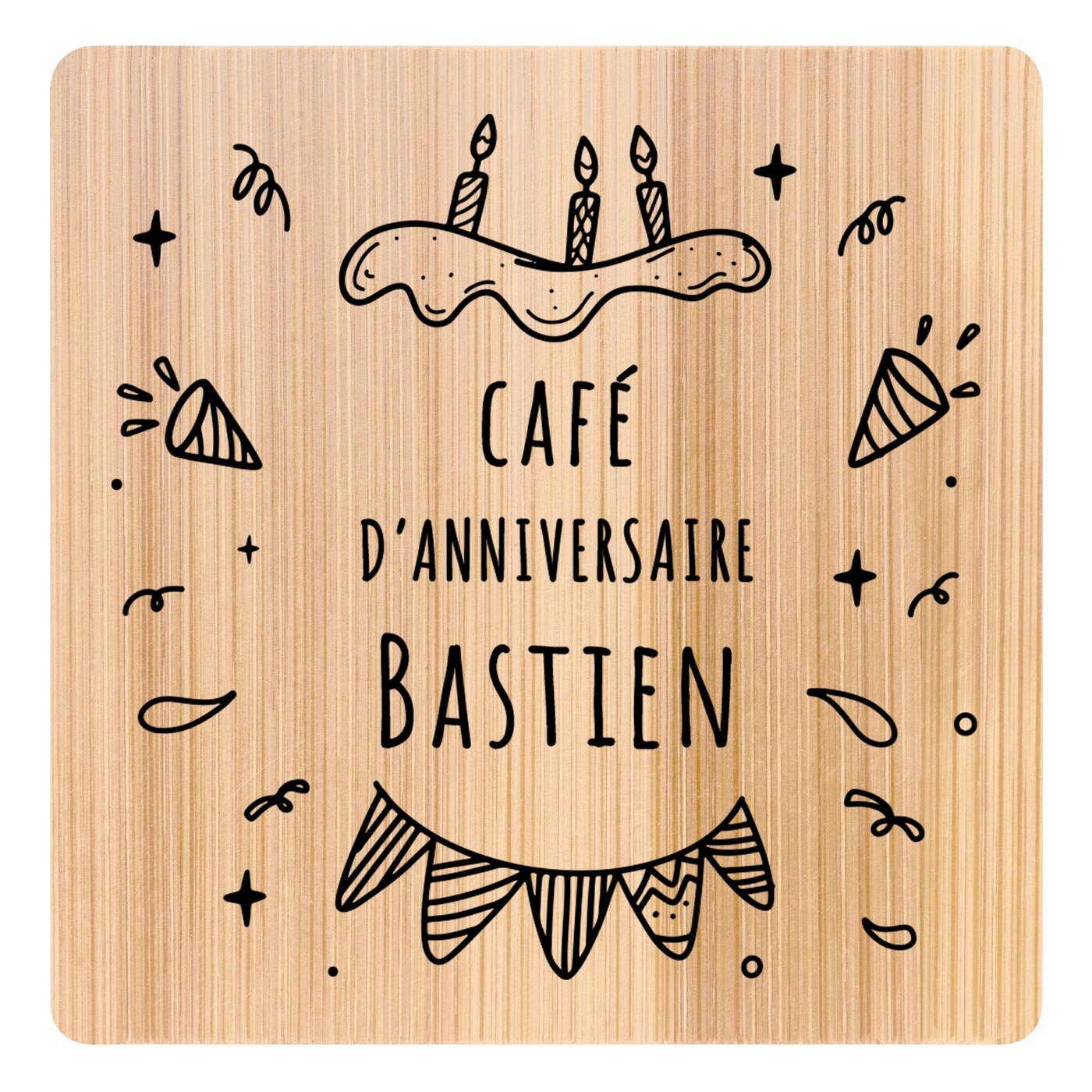 Ensemble de dessous de verres en bambou avec impression pour lui pour son anniversaire