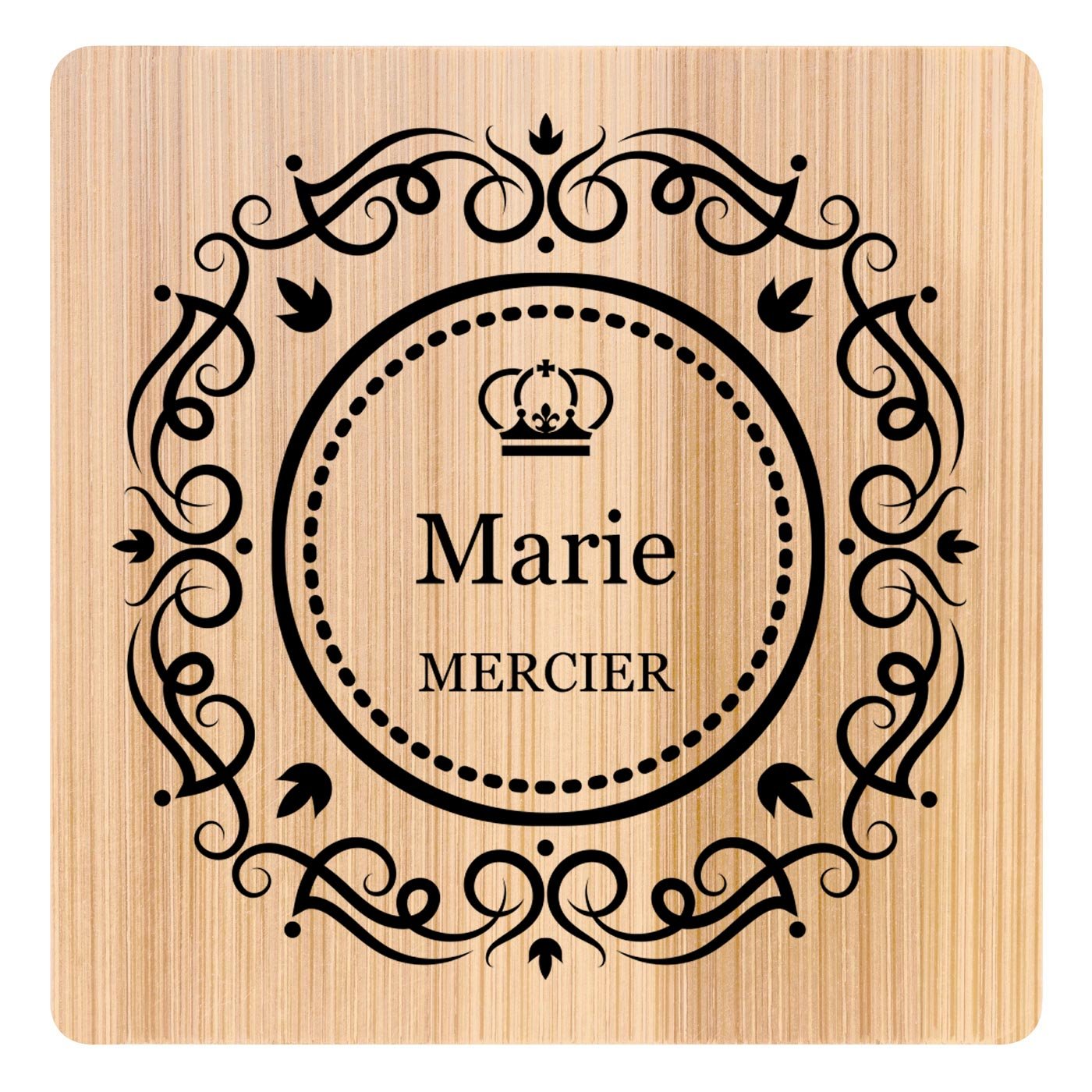 Ensemble de dessous de verres en bambou avec impression pour une copine pour l'enterrement de vie de jeune fille