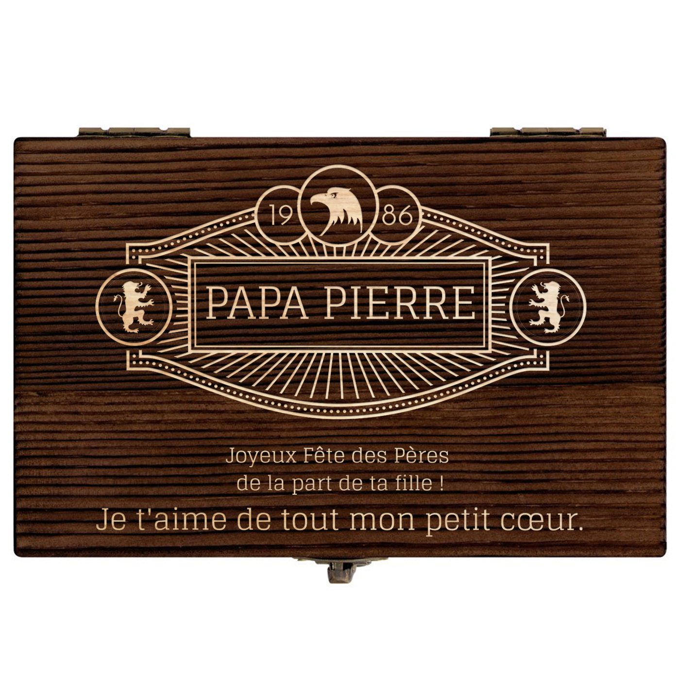 Pierres à whisky dans une boîte en bois personnalisée pour la fête des pères