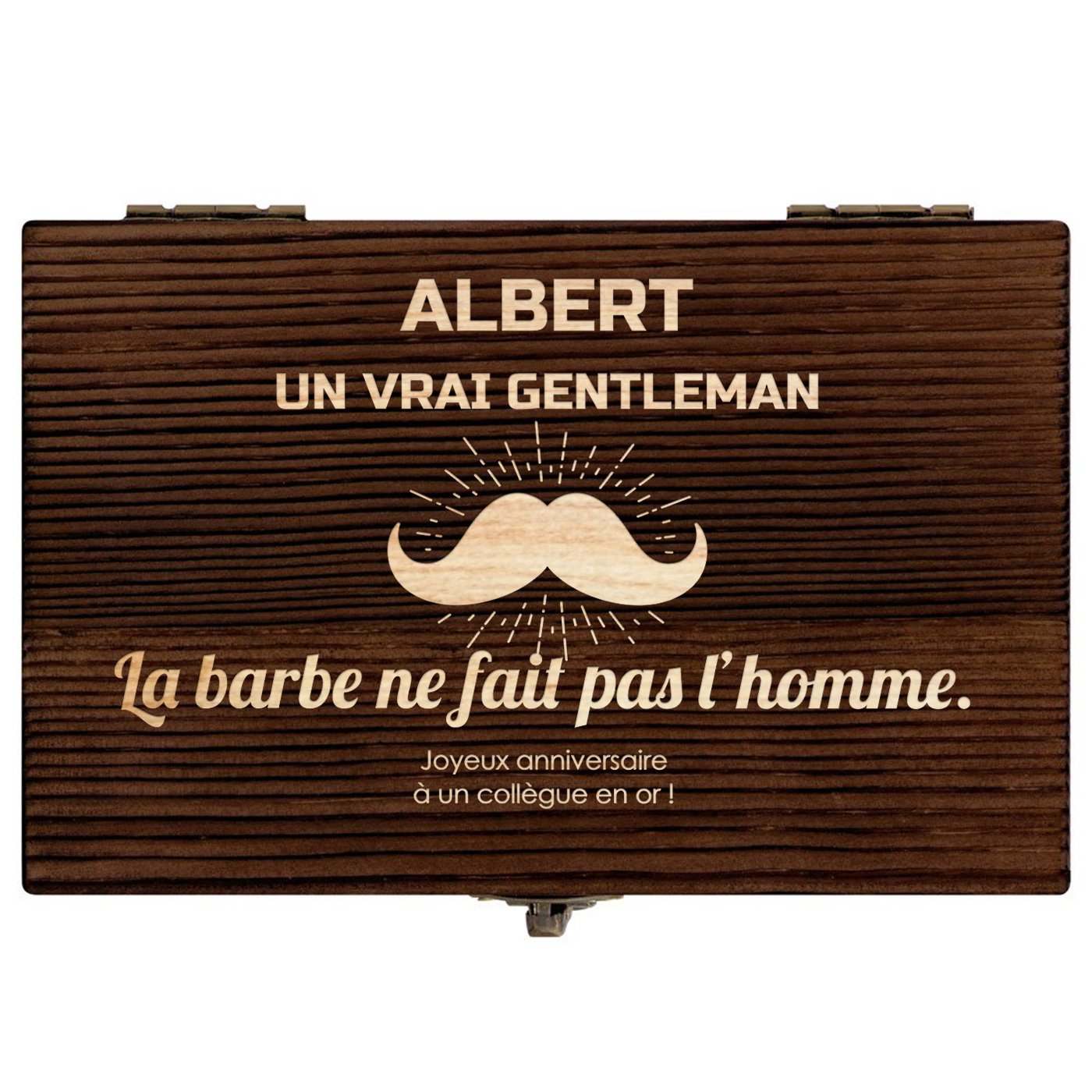 Pierres à whisky dans une boîte en bois personnalisée pour un collègue pour son anniversaire