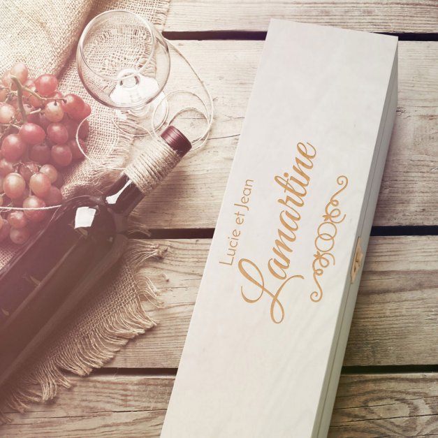 Boîte à vin en bois personnalisée pour 1 bouteille pour un couple pour l'anniversaire de mariage