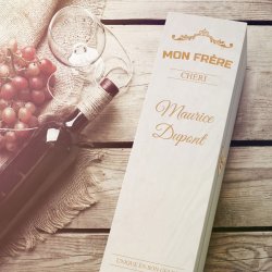 Boîte à vin en bois personnalisée pour 1 bouteille pour l'anniversaire d'un frère