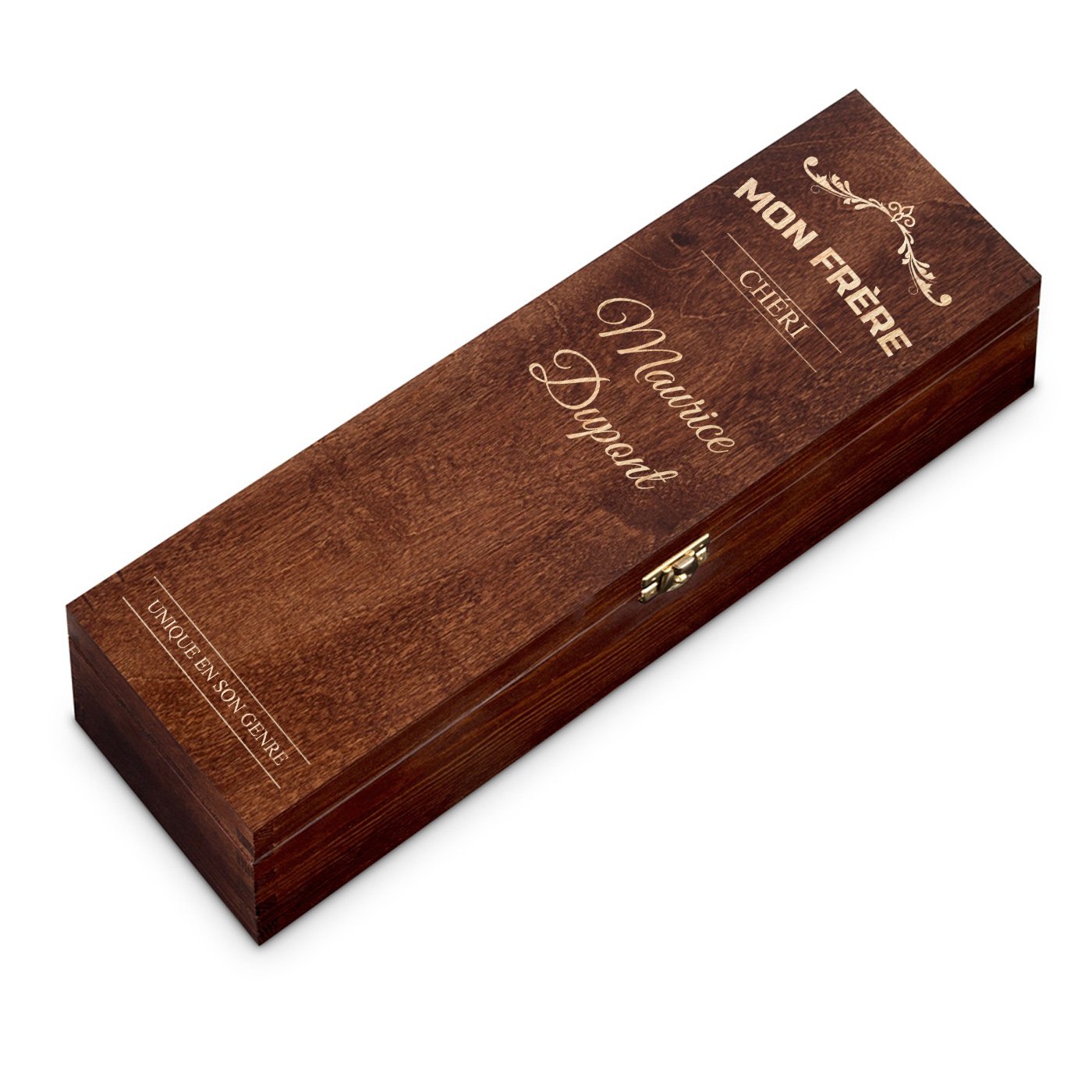 Coffret en bois personnalisé pour 1 bouteille à vin pour l'anniversaire d'un frère