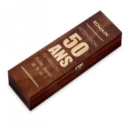 Coffret en bois avec gravure pour 1 bouteille à vin pour papa pour son 50e anniversaire