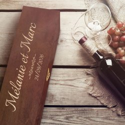 Coffret à vin en bois personnalisé pour 1 bouteille à vin pour des amis pour mariage