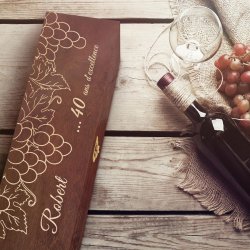 Coffret à vin en bois personnalisé pour 1 bouteille pour un homme pour ses 40 ans