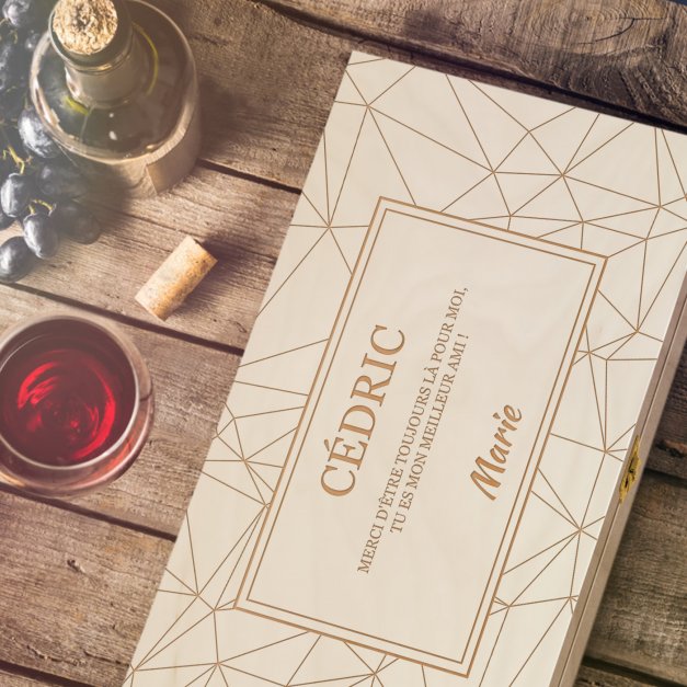 Caisse à vin avec gravure pour 2 bouteilles pour l'anniversaire d'un ami