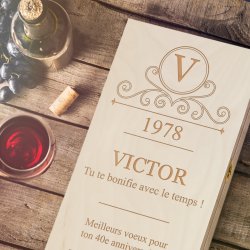 Caisse à vin personnalisée pour 2 bouteilles pour parrain pour ses 40 ans