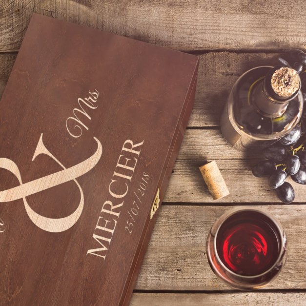 Caisse à vin en bois personnalisée pour 2 bouteilles à vin pour elle et pour lui pour l'anniversaire de mariage