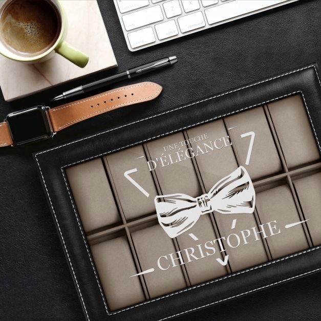 Coffret à montres avec gravure pour l'anniversaire d'un mari