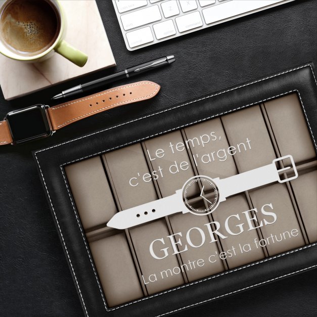 Coffret à montres avec gravure pour l'anniversaire d'un copain