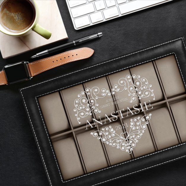 Coffret à montres avec gravure pour une copine pour la Saint-Valentin