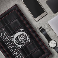 Coffret à montres noir carbone personnalisé pour l'anniversaire de papa