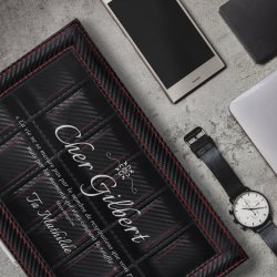 Coffret à montres noir carbone avec gravure pour un homme pour la Saint-Valentin