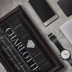 Coffret à montres noir carbone personnalisé pour une épouse pour la Saint-Valentin