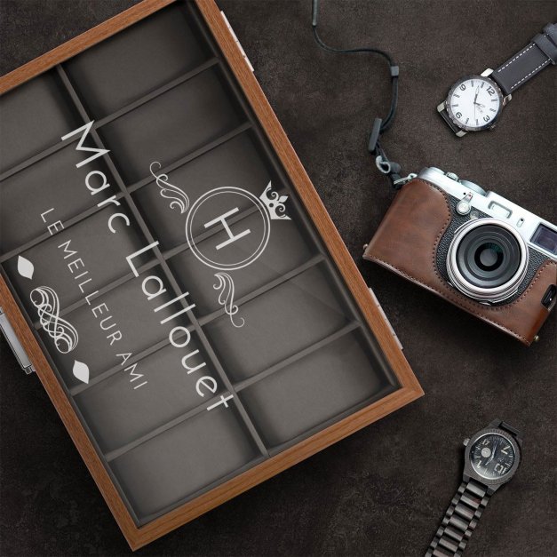 Boîte à montres gravée pour l'anniversaire d'un meilleur ami