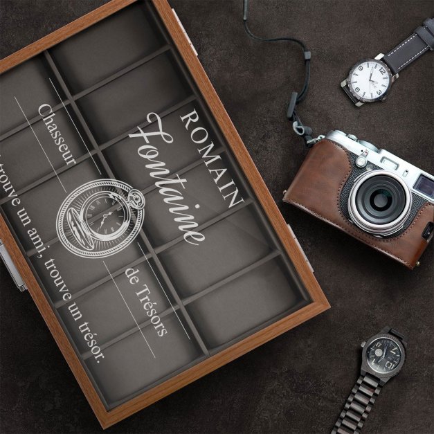 Boîte à montres gravée pour l'anniversaire d'un gentleman