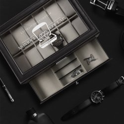 Boîte à bijoux et montres noire avec gravure pour une amie fiancée copine pour la St valentin