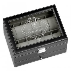 Boîte à bijoux et montres noire personnalisée pour l'anniversaire d'une copine