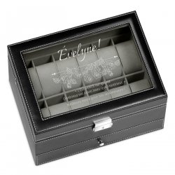 Boîte à bijoux et montres noire personnalisée pour l'anniversaire d'une amie