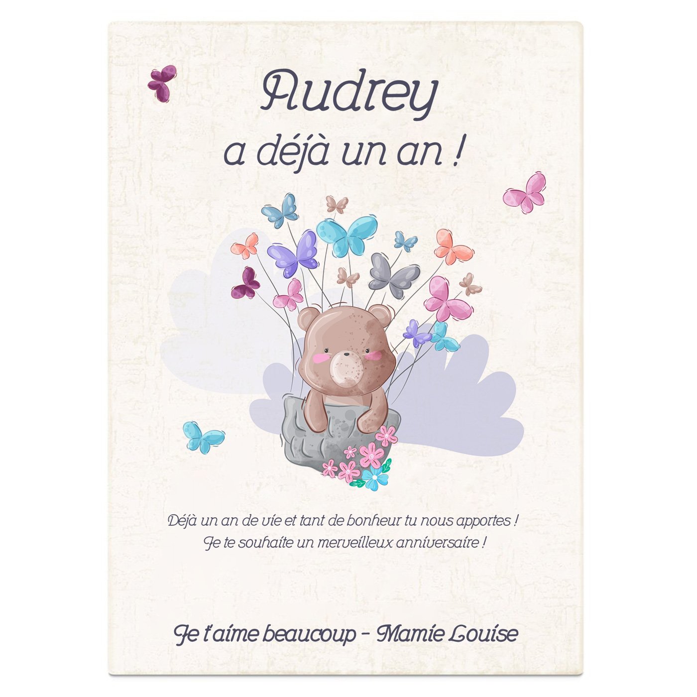 Statuette en cristal 3D avec ourson gravé dans coffret personnalisé pour fille 1 an 