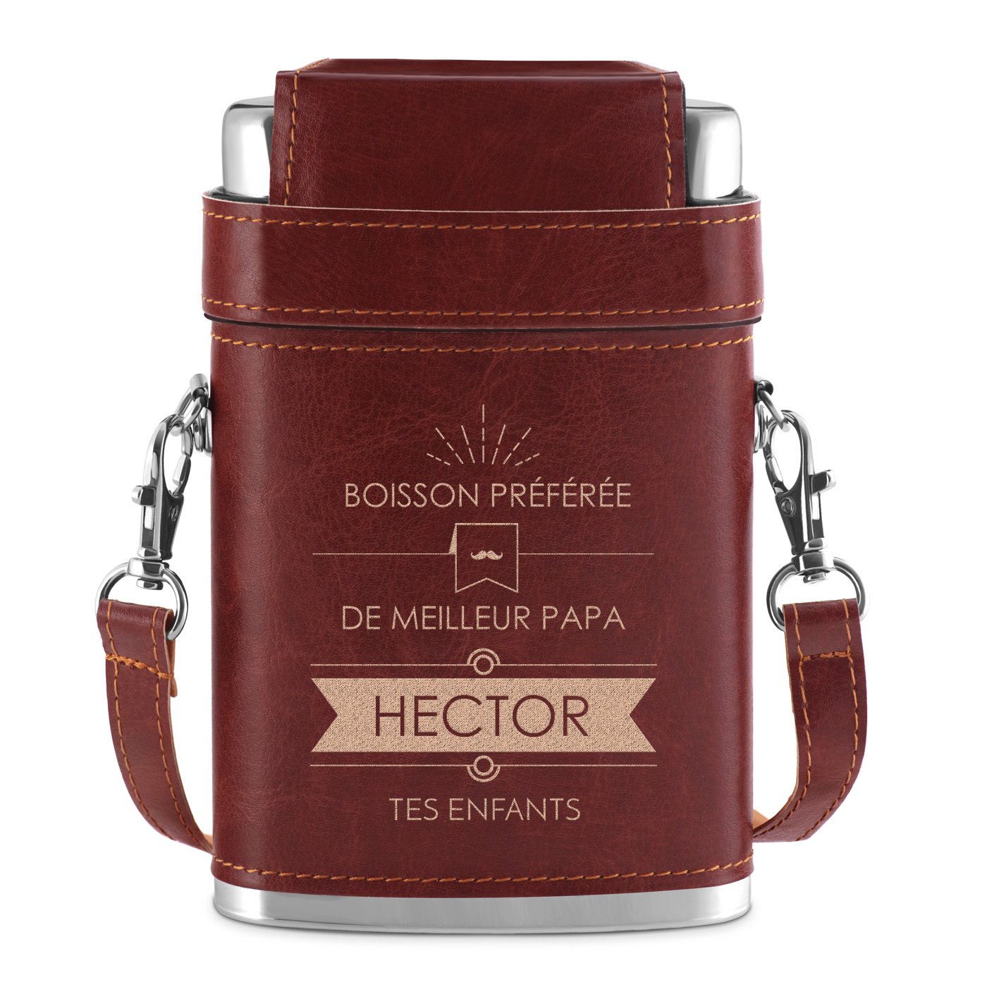 Flasque avec étui et personnalisation pour papa