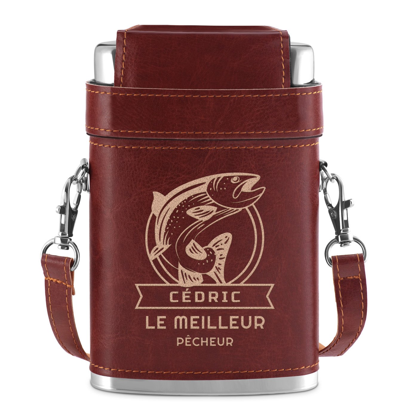 Flasque avec étui et personnalisation pour pêcheur