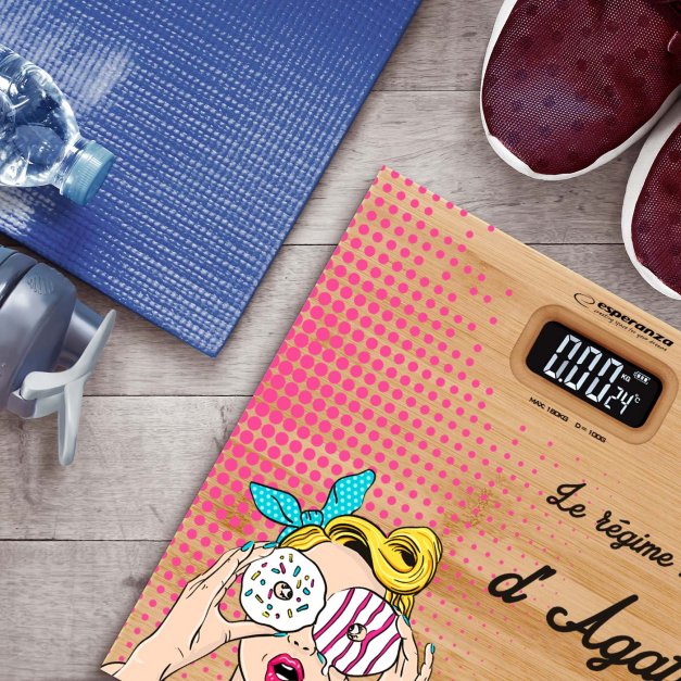 Pèse-personne en bambou avec impression pour l'anniversaire de votre amie pâtissière