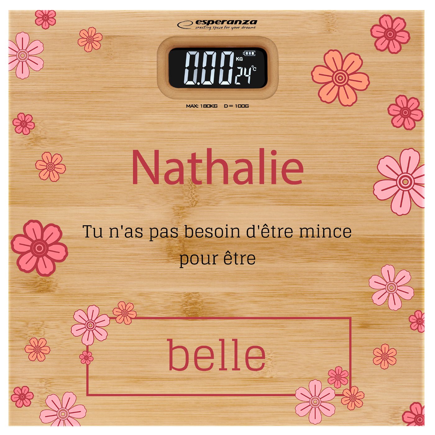 Pèse-personne en bambou personnalisé pour une femme pour l'anniversaire de mariage