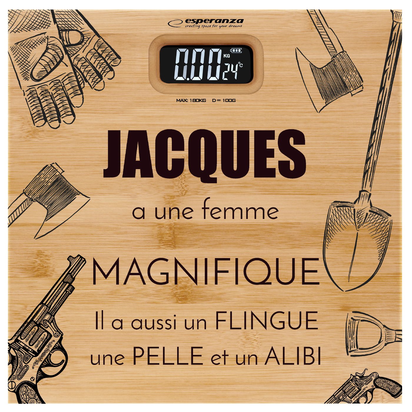 Pèse-personne en bambou personnalisé pour un mari pour l'anniversaire de mariage