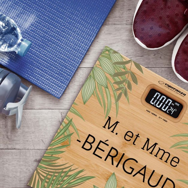 Pèse-personne en bambou avec impression pour un couple pour une crémaillère