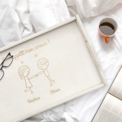 Plateau de lit pliable en bois personnalisé pour un couple pour mariage