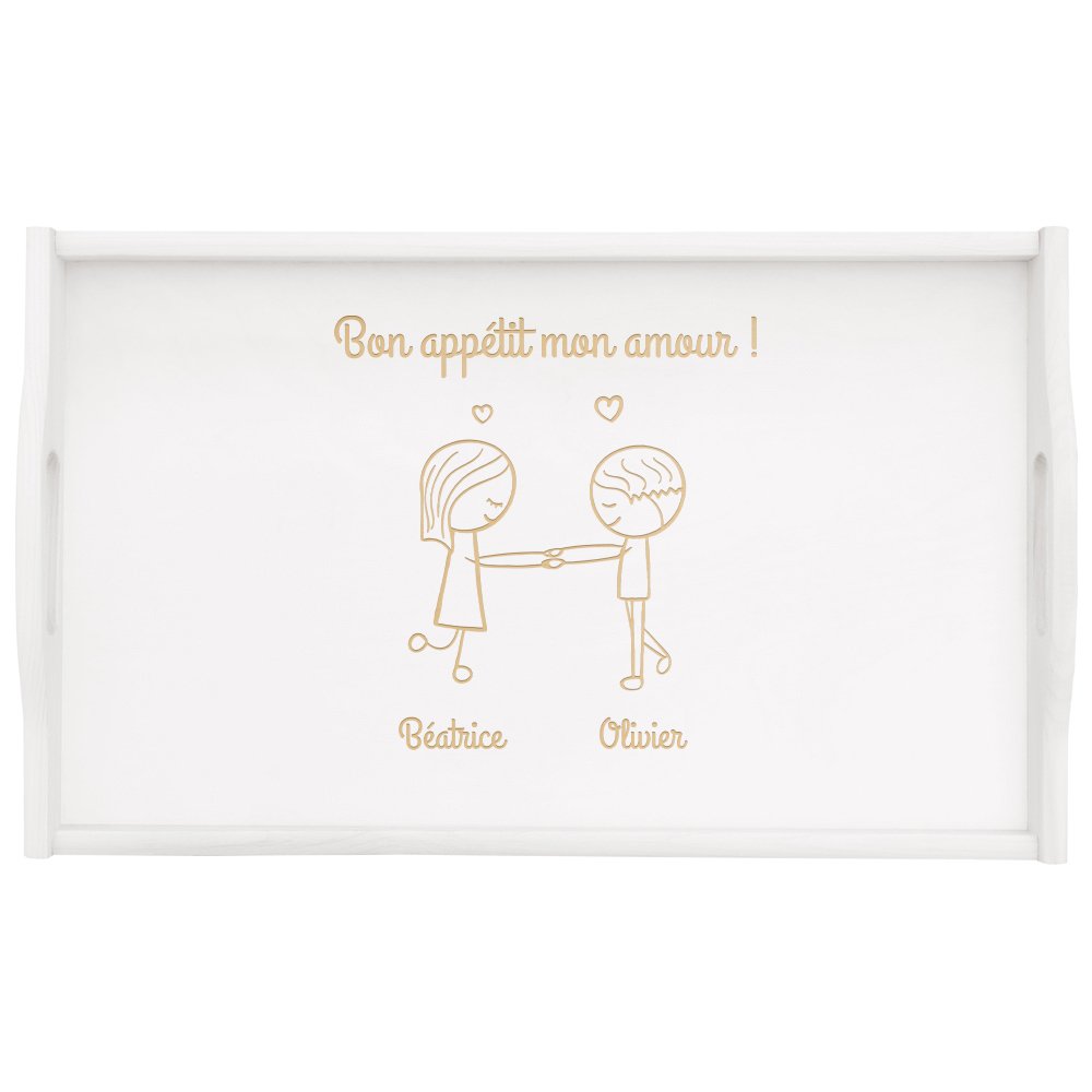Plateau de lit pliable en bois personnalisé pour un couple pour mariage