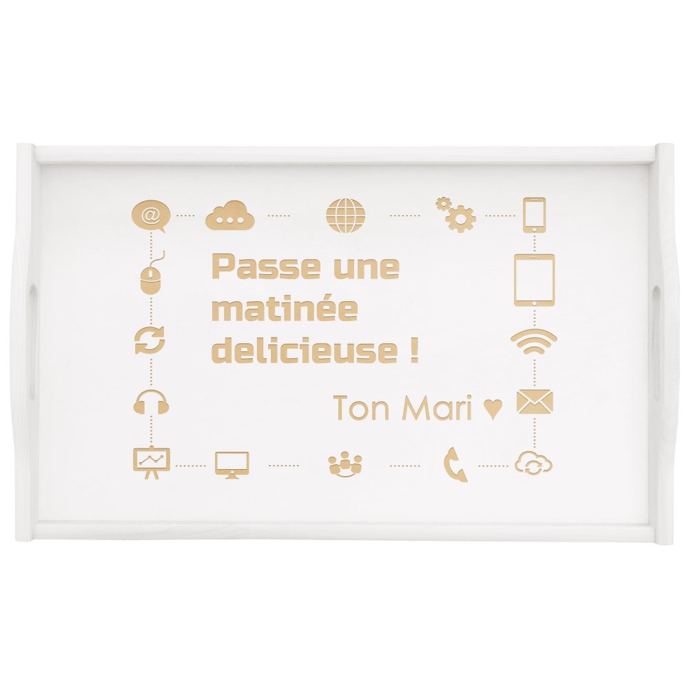 Plateau de lit pliable en bois personnalisé pour l'anniversaire d'une femme