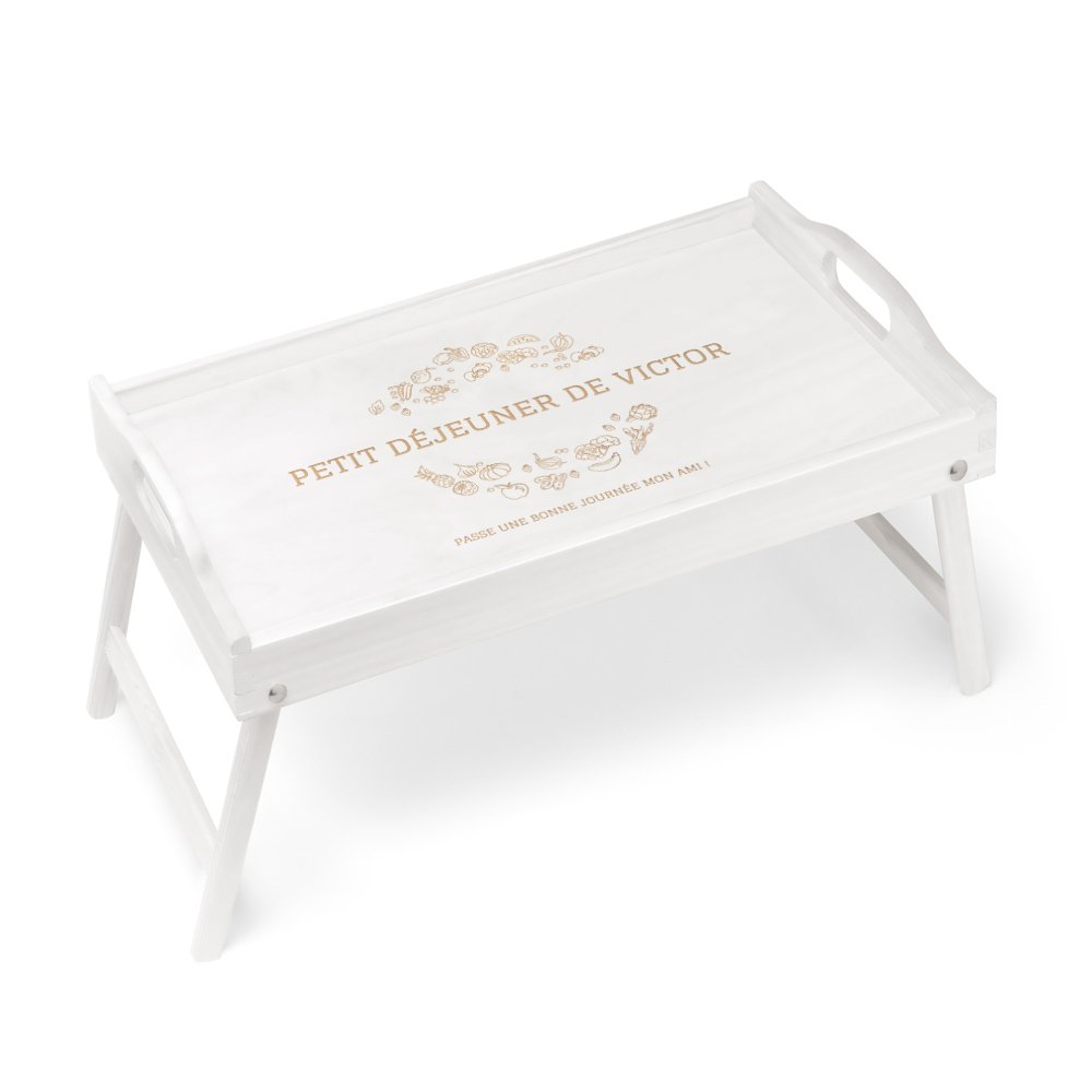 Plateau de lit pliable en bois personnalisé pour l'anniversaire d'un ami