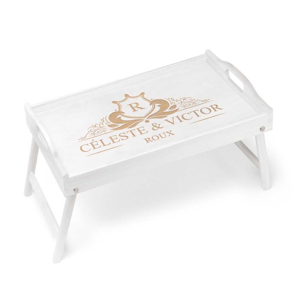 Plateau de lit pliable en bois personnalisé pour elle et pour lui mariage