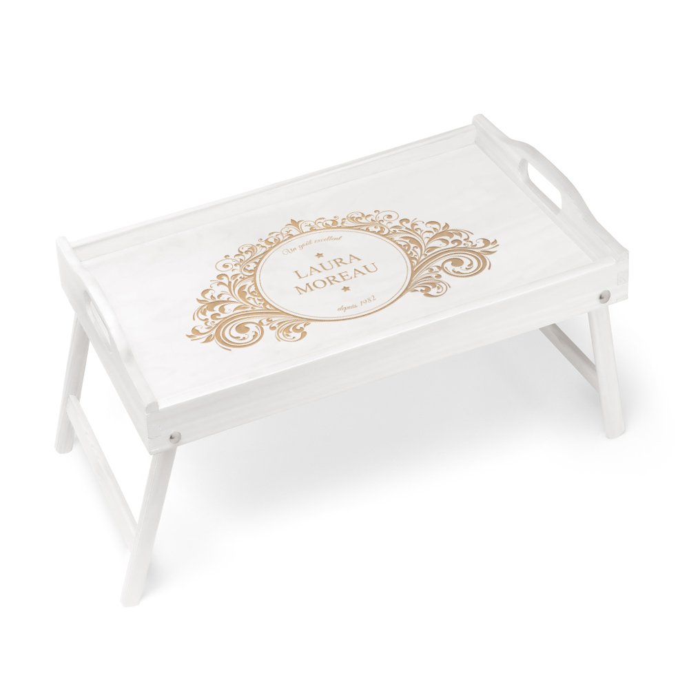 Plateau de lit pliable en bois personnalisé pour une femme pour l'anniversaire de mariage