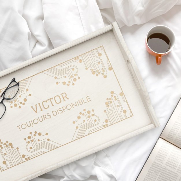 Plateau de lit pliable en bois personnalisé pour l'anniversaire d'un collègue