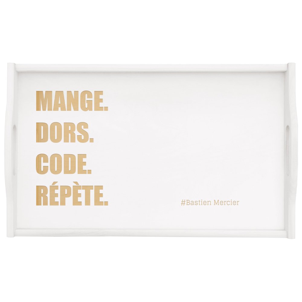 Plateau de lit pliable en bois avec gravure pour l'anniversaire d'un copain